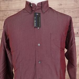 Bill Blass Shirt‎ Mens 16 32/33 Eggplant Purple Microfiber Oxford Button Down